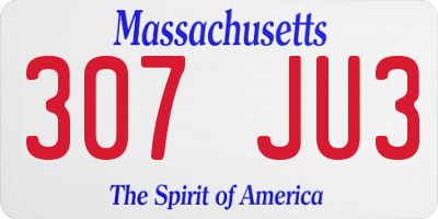 MA license plate 307JU3