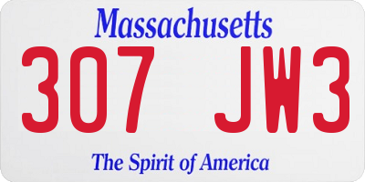 MA license plate 307JW3