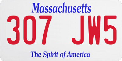 MA license plate 307JW5
