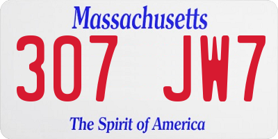 MA license plate 307JW7