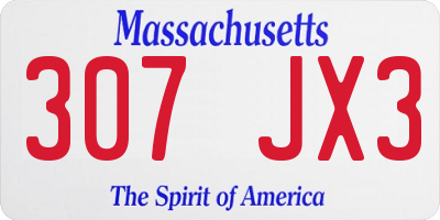 MA license plate 307JX3