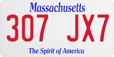 MA license plate 307JX7