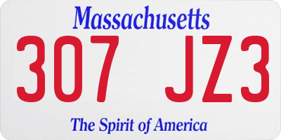 MA license plate 307JZ3