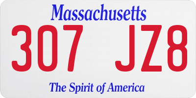 MA license plate 307JZ8