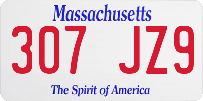 MA license plate 307JZ9