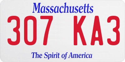 MA license plate 307KA3