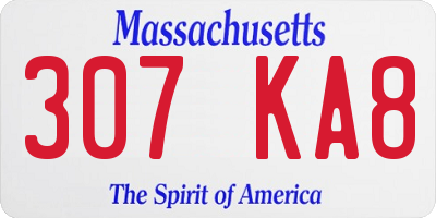 MA license plate 307KA8