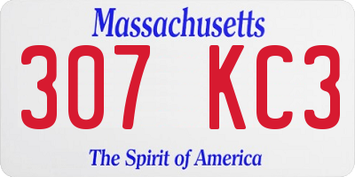 MA license plate 307KC3