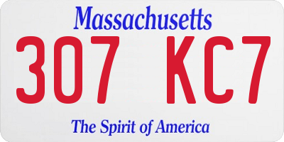 MA license plate 307KC7