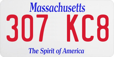 MA license plate 307KC8