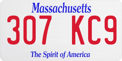 MA license plate 307KC9