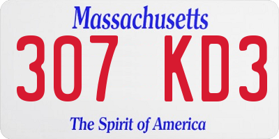 MA license plate 307KD3