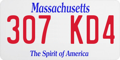 MA license plate 307KD4