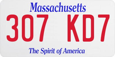 MA license plate 307KD7