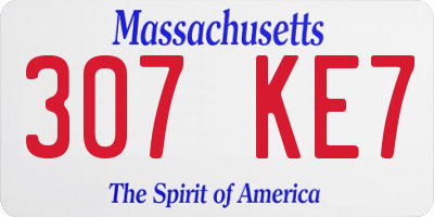 MA license plate 307KE7