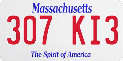 MA license plate 307KI3