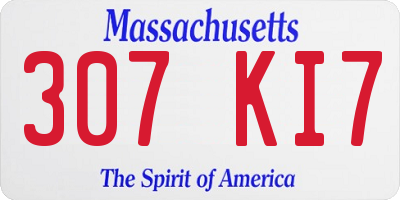 MA license plate 307KI7