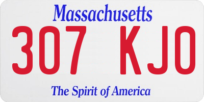 MA license plate 307KJ0