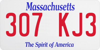 MA license plate 307KJ3