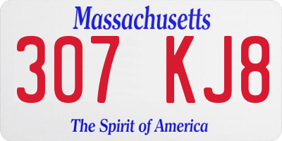 MA license plate 307KJ8