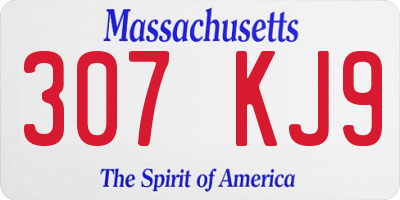 MA license plate 307KJ9