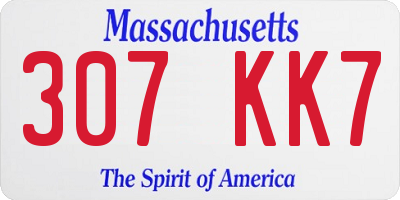 MA license plate 307KK7