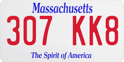 MA license plate 307KK8