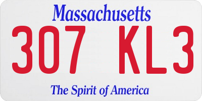MA license plate 307KL3
