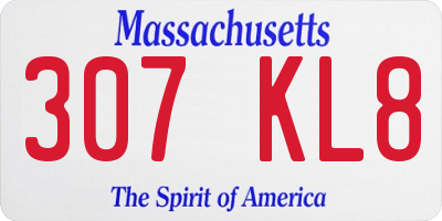 MA license plate 307KL8