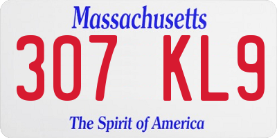 MA license plate 307KL9