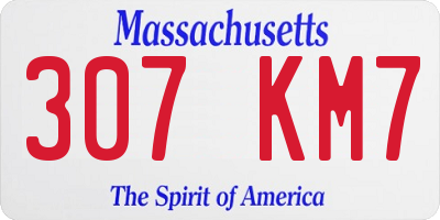 MA license plate 307KM7