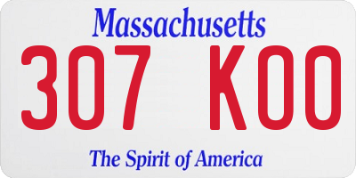MA license plate 307KO0