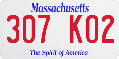 MA license plate 307KO2