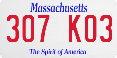 MA license plate 307KO3