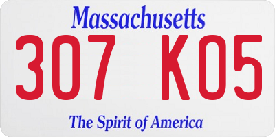 MA license plate 307KO5