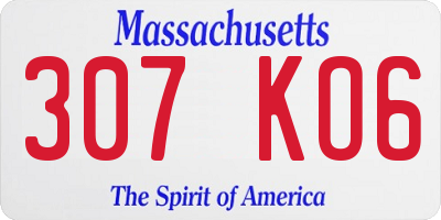 MA license plate 307KO6