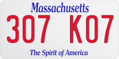 MA license plate 307KO7