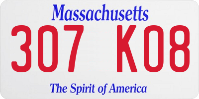 MA license plate 307KO8