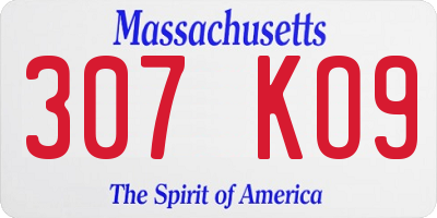 MA license plate 307KO9