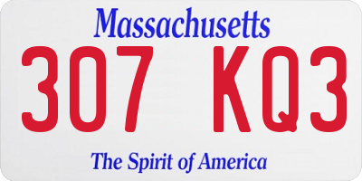 MA license plate 307KQ3