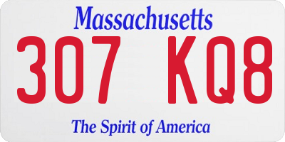 MA license plate 307KQ8