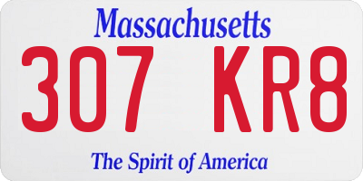 MA license plate 307KR8