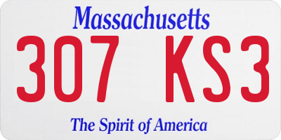 MA license plate 307KS3