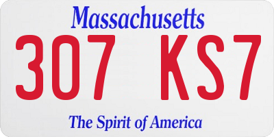 MA license plate 307KS7