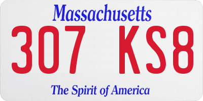 MA license plate 307KS8