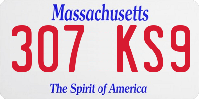 MA license plate 307KS9