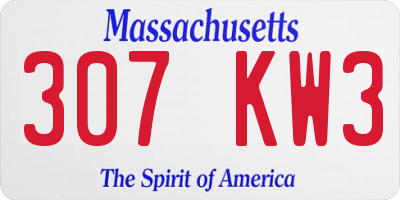 MA license plate 307KW3
