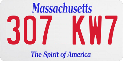 MA license plate 307KW7