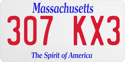 MA license plate 307KX3