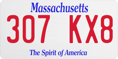 MA license plate 307KX8
